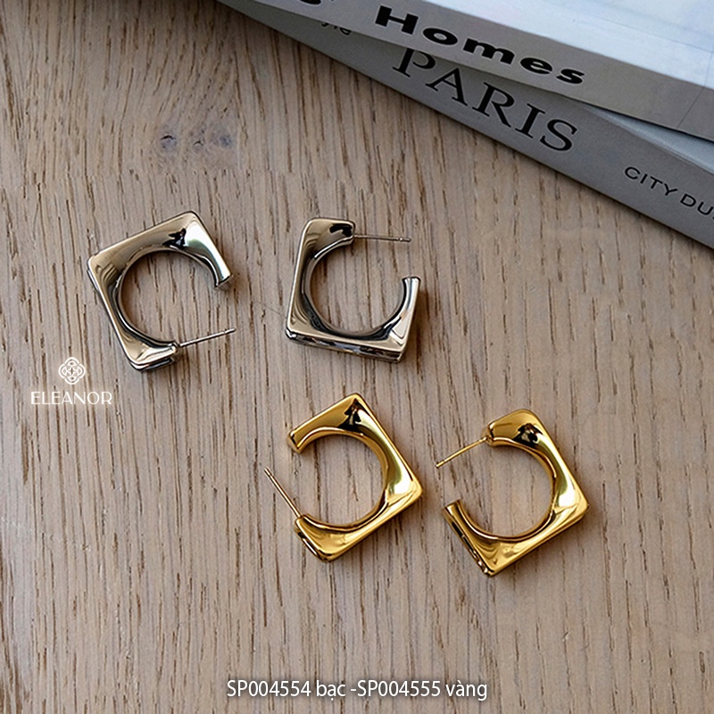 Bông tai nữ chuôi bạc 925 Eleanor Accessories vuông vintage cá tính phụ kiện trang sức 4554