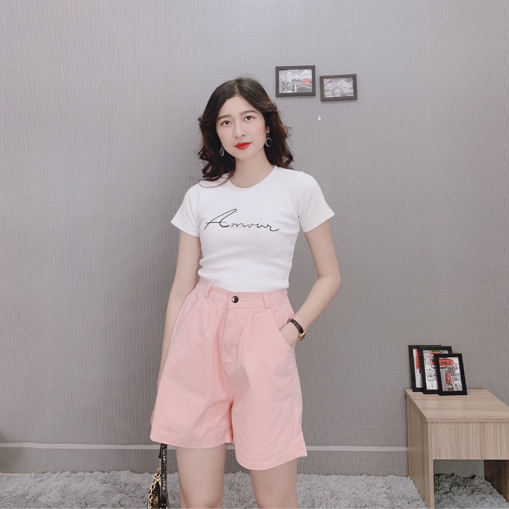 Quần short Jean Nữ, Lưng Cao Ống Rộng BigSize 60kg-80kg (JN)