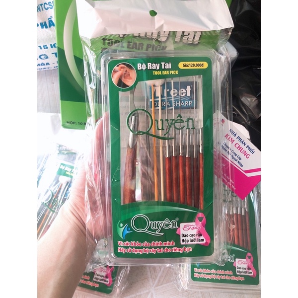 Bộ ráy tai cao cấp Quyên, Nghĩa gỗ mun thép không gỉ 10 món