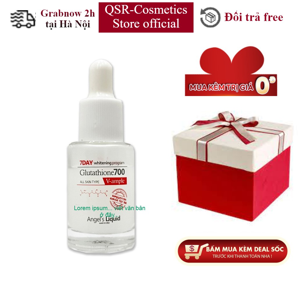 [Mini size] Serum dưỡng trắng làm đều màu da Angel Liquid 7 Day Whitening Program Glutathione 700 V-Ample 5ml