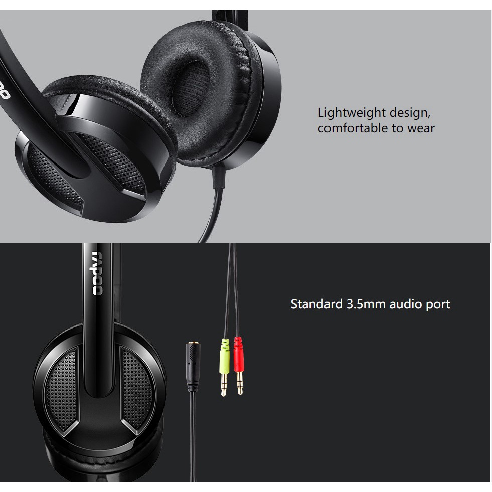Tai nghe Rapoo H100 chụp tai có dây On-ear Wired Stereo  - Hàng chính hãng