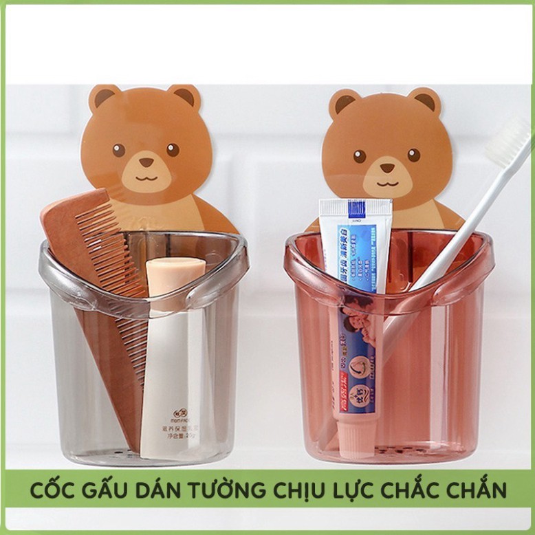 Cốc Gấu Dán Tường, Cốc đựng bàn chải, Nhà Vệ Sinh, Nhà Tắm, Nhà Bếp Siêu Tiện Dụng, Chắc Chắn. LISH Store