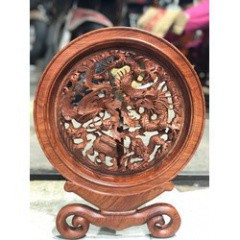 Đĩa Tứ Linh gỗ Hương -hàng loại 1