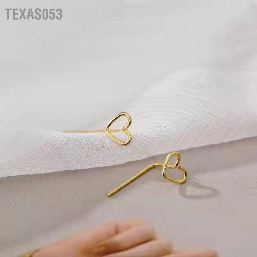 Hàng Sẵn Đôi khuyên tai mặt hình trái tim nhỏ gọn thời trang Hoa tai Stud hình trái tim Sáng bóng Thiết kế tinh tế thời trang【Texas053】