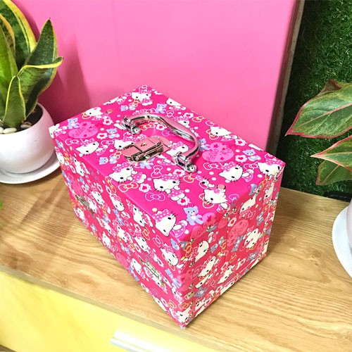 Hộp đựng mĩ phẩm, đựng đồ trang điểm cá nhân Hello Kitty màu hồng cute Lamdep24g