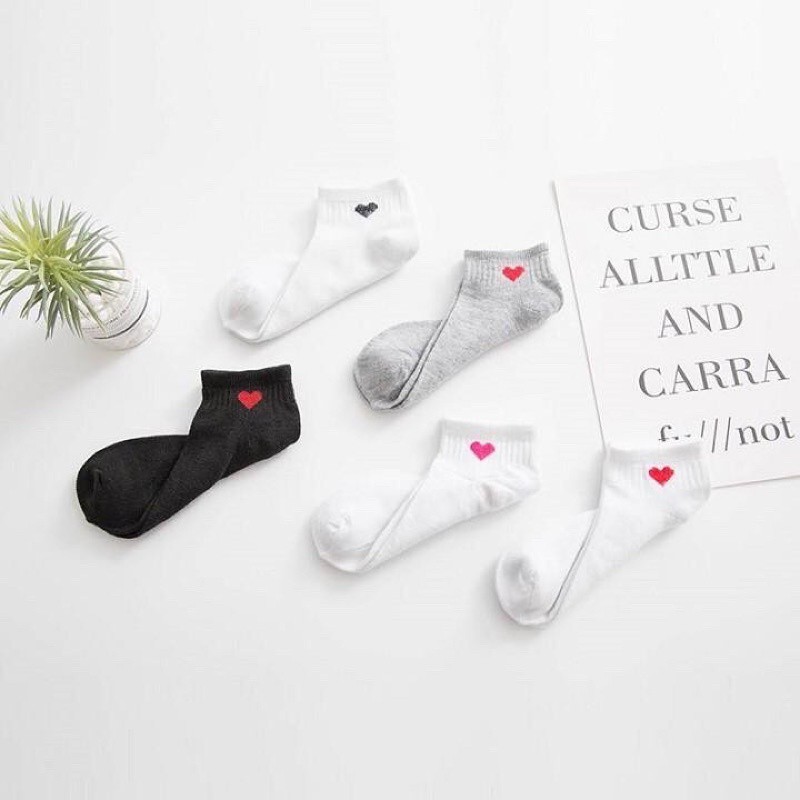 Tất Vớ nam nữ cổ ngắn LYMIA chất cotton hình trái tim LYMIA phong cách Hàn Quốc