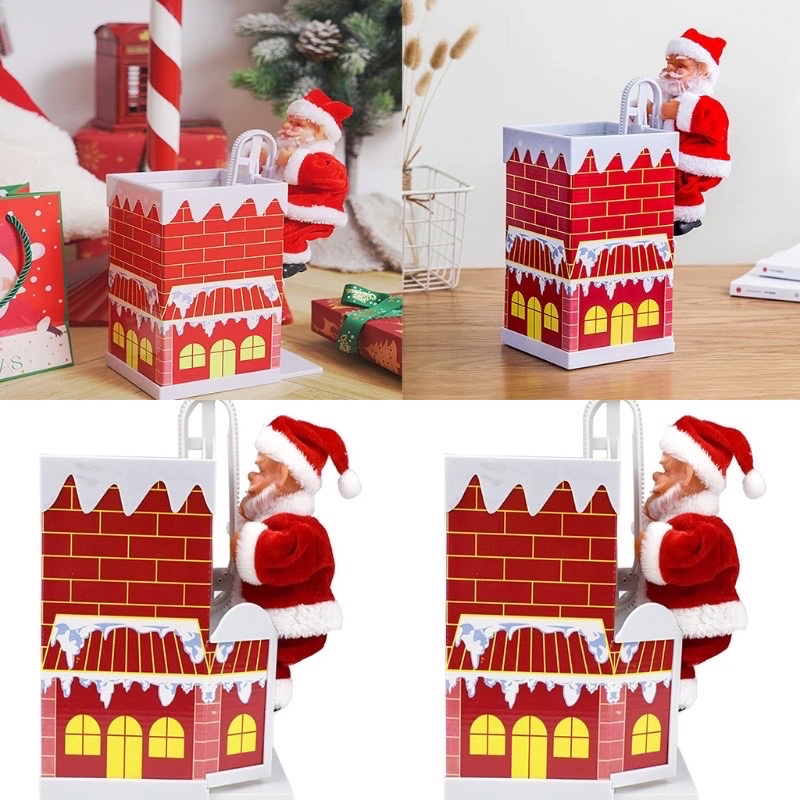 Đồ chơi ông già Noel leo dây, lộn nhào, leo thang, chui ống khói - Quà tặng cho bé