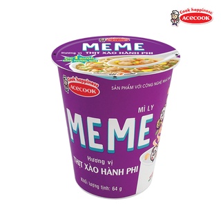 Mì ly MEME hương vị Thịt Xào Hành Phi tặng kèm 1 đôi đũa gỗ Acecook