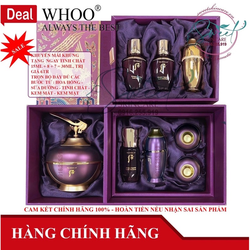 Bộ Kem Mặt Hoàn Lưu Cao WHOO Hwanyu Cream Special Set 9 Sản Phẩm Chống Lão Hoá, Mờ Sạm Nám, Tàn Nhang