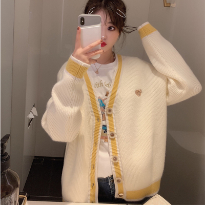 SUXI Áo Khoác Cardigan Dệt Kim Dáng Rộng Cổ Chữ V Thời Trang Thu Đông Hàn Quốc Dành Cho Nữ