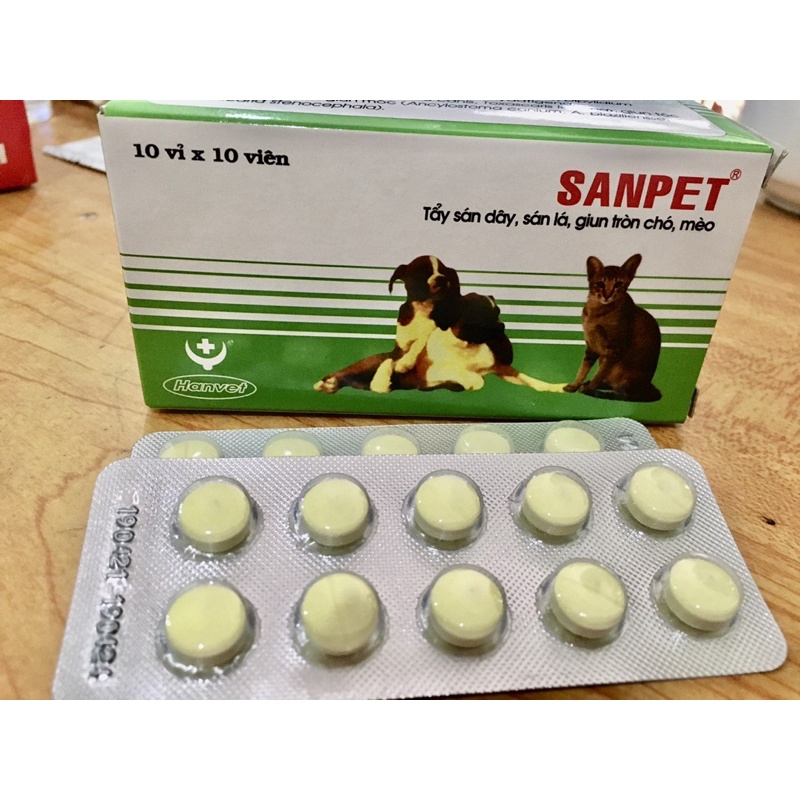 Xổ sán dây, sán lá, giun tròn chó, mèo.