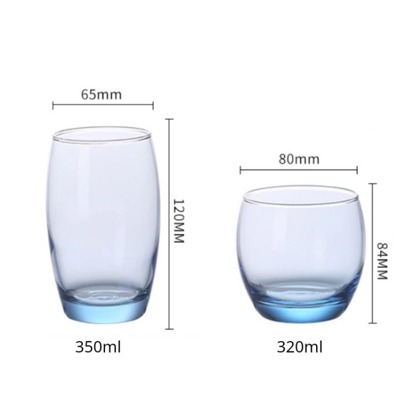 Bộ 6 Cốc Thủy Tinh Trứng Xanh Luminarc 320ml, 350ml Dùng Uống Nước