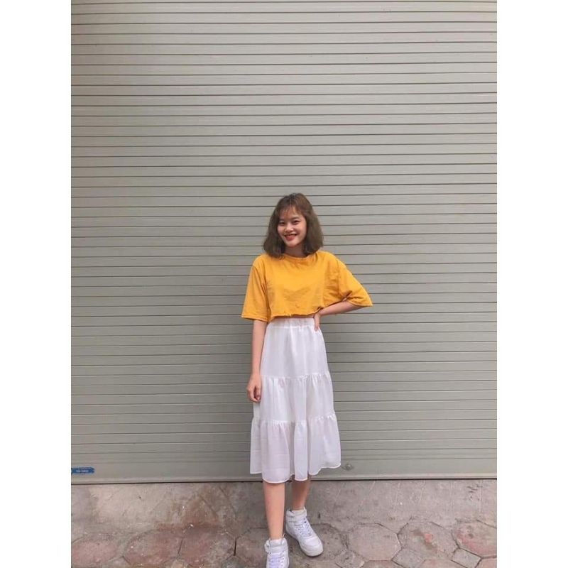 Chân váy dài xếp ly 3 tầng Ulzzang (hàng QCCC) - Chân váy dài dáng One boutique | BigBuy360 - bigbuy360.vn