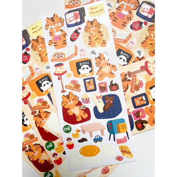 Bonghoanho_studio | Sticker | Nhãn dán phiên bản đặc biệt chủ đề cùng Hổ con xem phim