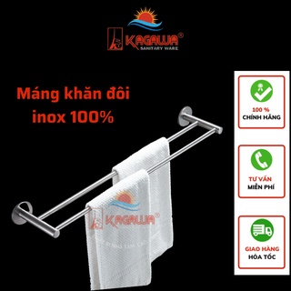 Máng khăn đôi inox cao cấp, giá treo khăn mặt, thanh treo khăn nhà tắm TẶNG kèm ốc vít