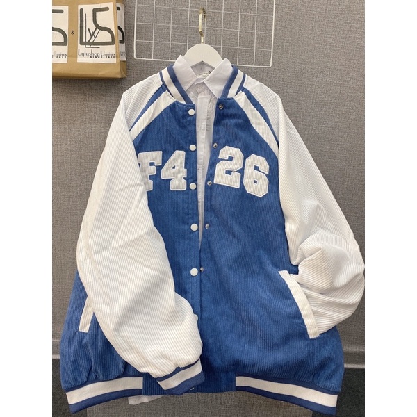 Áo khoác bomber F426 Lylyshop Unisex, kiểu áo khoác bóng chày chất nhung tăm lót dù trơn thêu chữ form rộng cho nam nữ | BigBuy360 - bigbuy360.vn