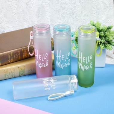 bình nước Hello Master in nhám mờ chai thuỷ tinh hello master chai nước dễ thương 500ml - TV610