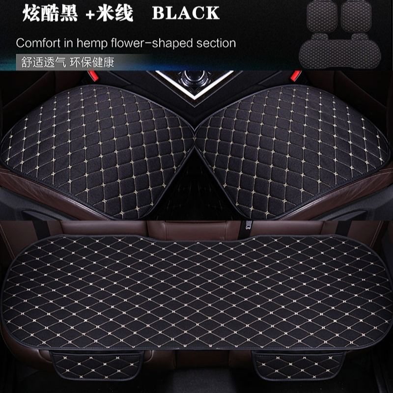 [Đệm ghế phổ thông] Đệm đa năng vải lanh phía trước tựa lưng một mảnh miễn phí ràng buộc ô tô ba