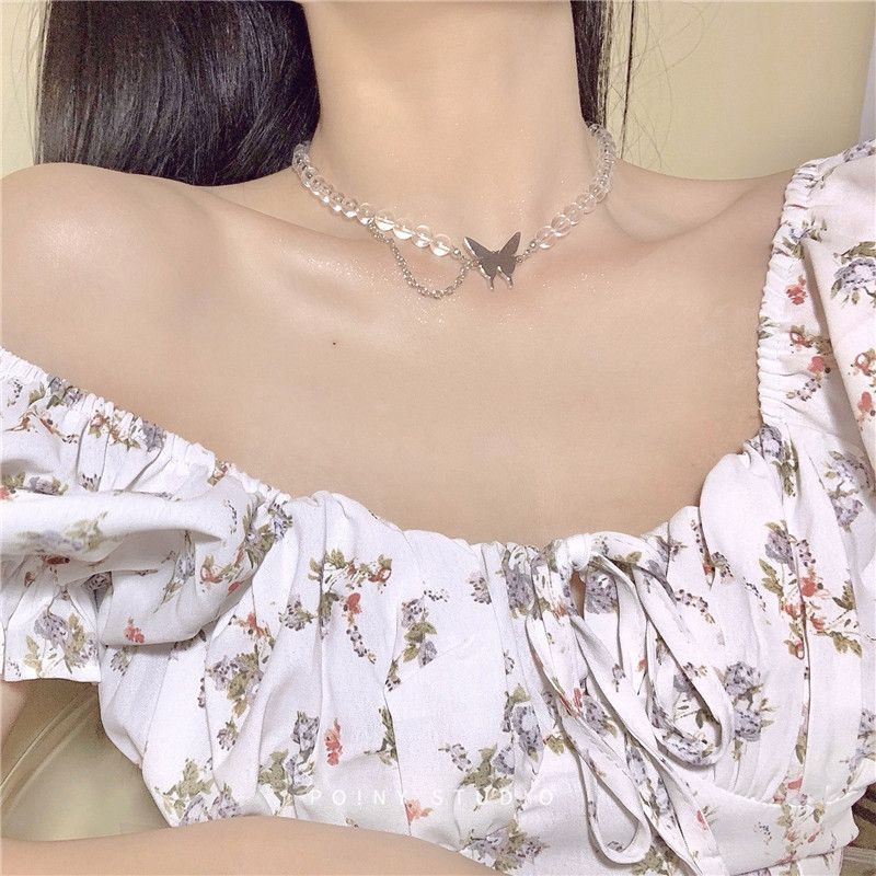 vòng cổ choker trong suốt phối bướm cực xinh mã DX-6883
