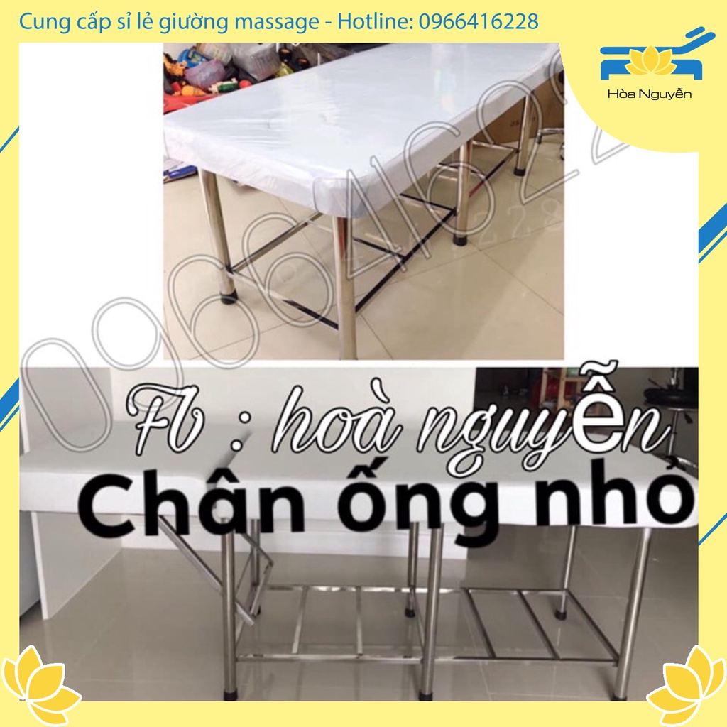 Giường spa inox chân to ống phi 50