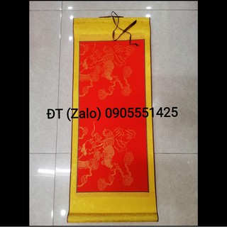 Bộ 4 TẤM biểu lụa  đỏ thư pháp /Giấy viết thư pháp liễn bồi lụa