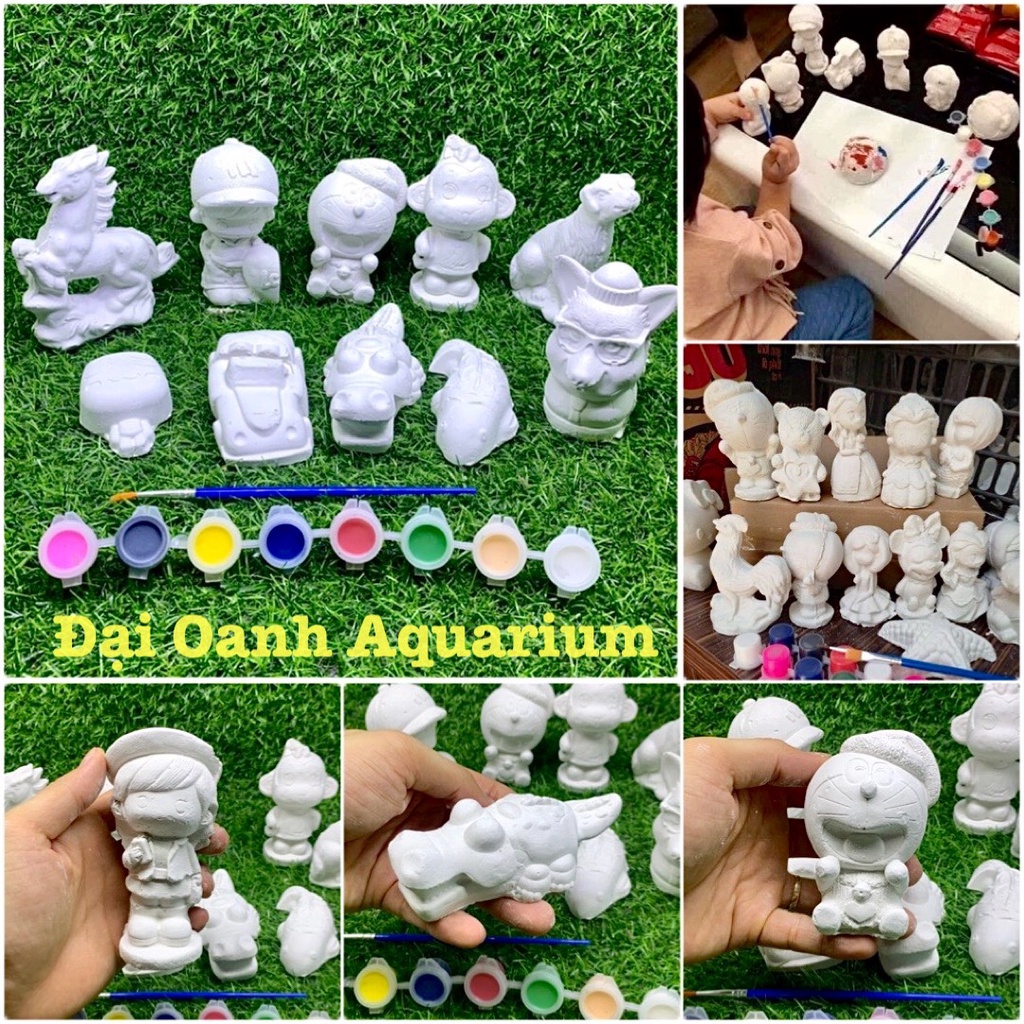 Bộ 10 Tượng Tô Màu Cho Bé Tặng Kèm Vỉ 8 Màu Và Bút Lông