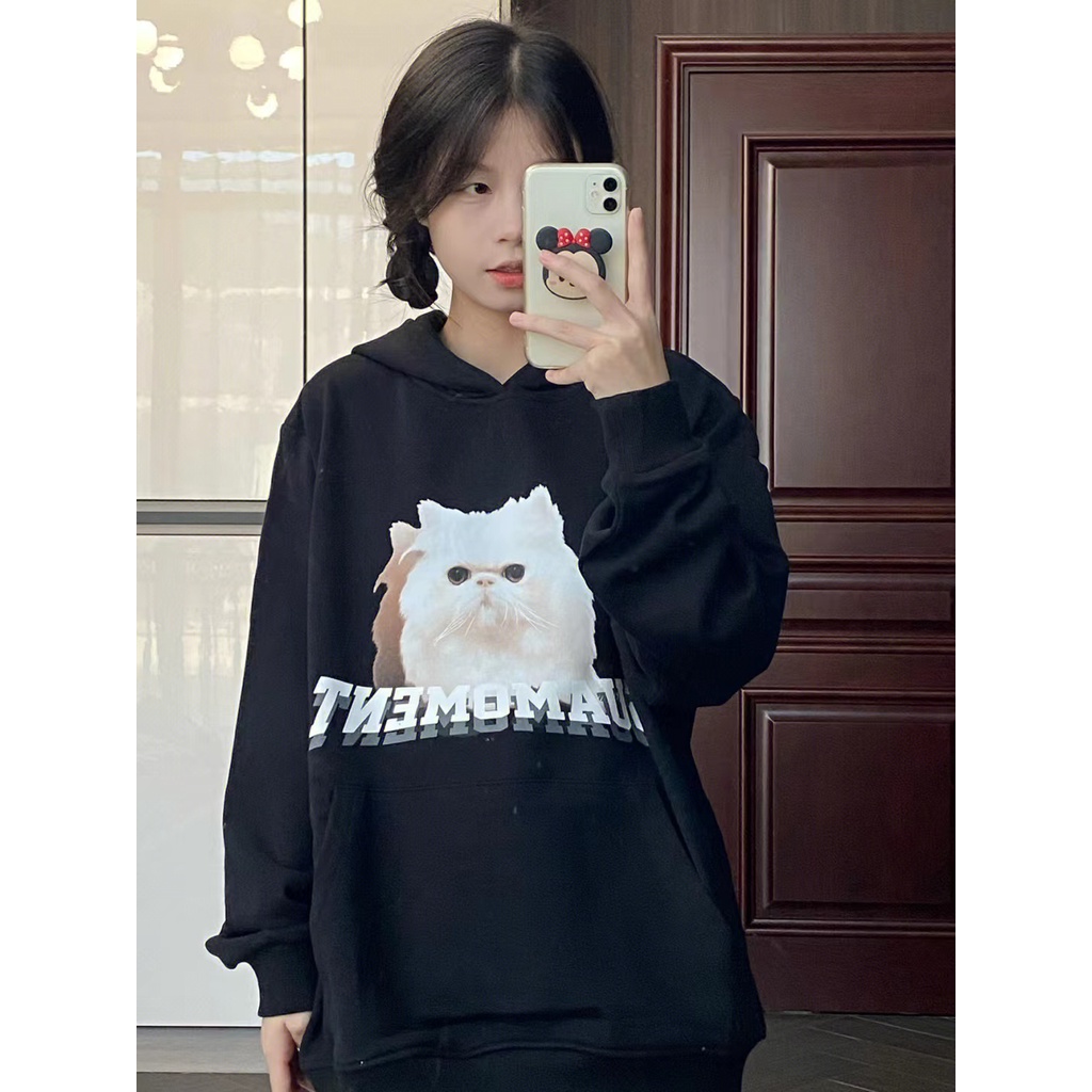 NRVP Áo Hoodie Tay Dài Oversize In Họa Tiết Phong Cách Hàn Quốc Kiểu Mới Cho Nam / Nữ