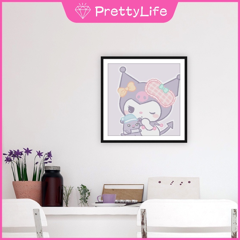 Bộ Tranh Đính Đá 5D Tự Làm Hình Mèo Hello Kitty 30x30cm Trang Trí Nhà Cửa