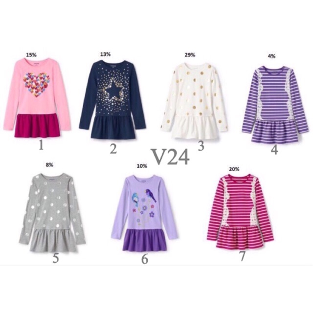 Váy tay dài Land's End bé gái 2 - 16 tuổi