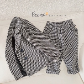 Set vest kẻ công tử bé trai