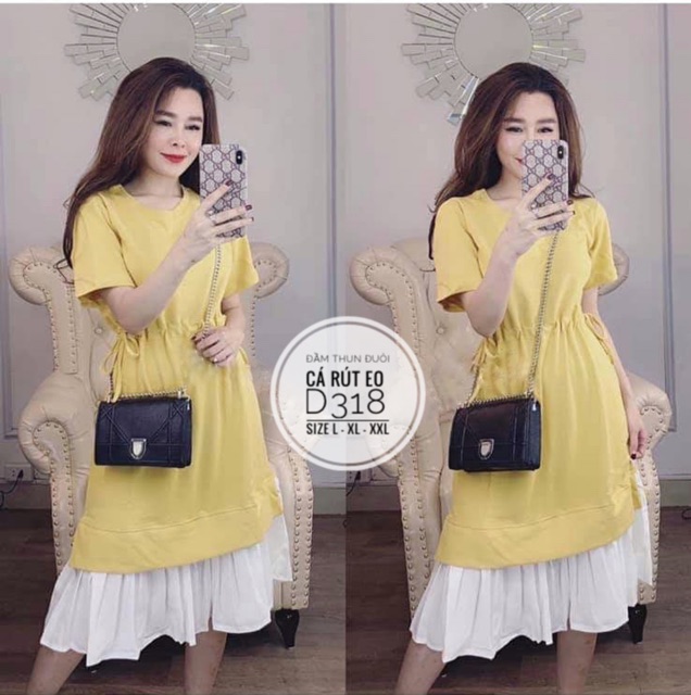 Bigsize Đầm thun đuôi cá rút eo D318 | BigBuy360 - bigbuy360.vn