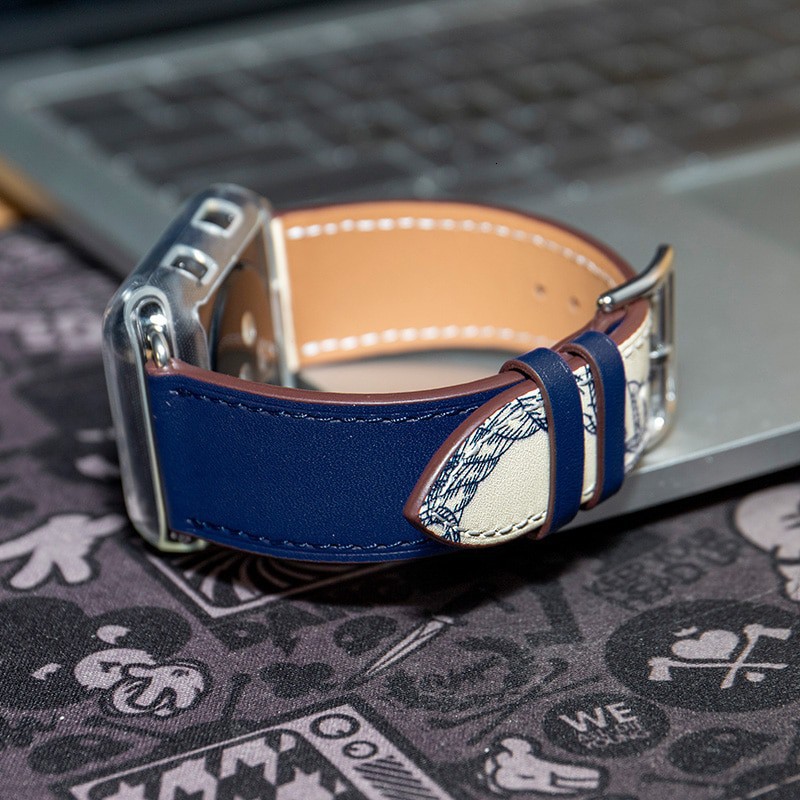 HERMES Dây Đeo Bằng Da Thật Cho Đồng Hồ Thông Minh Apple Watch 38mm 40mm 42mm 44mm QXON