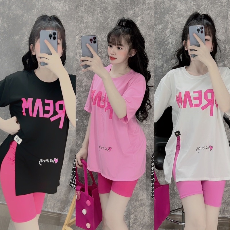 Set Bộ Đồ Nữ Ngố Lửng Mặc Nhà Đi Chơi Ngố Zip LôGô Khoét Eo Xẻ Tà