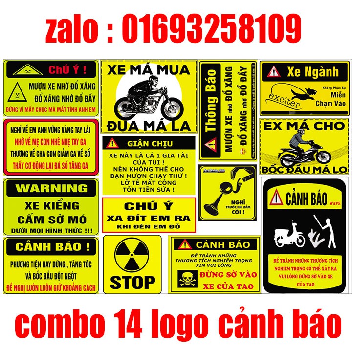 combo 14 logo cảnh báo, tem cảnh báo