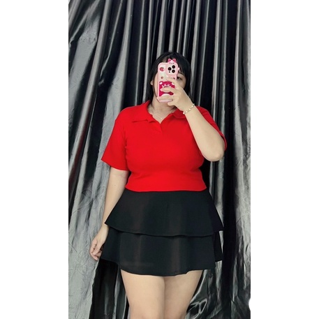 Áo thun POLO croptop chất gân Bigsize