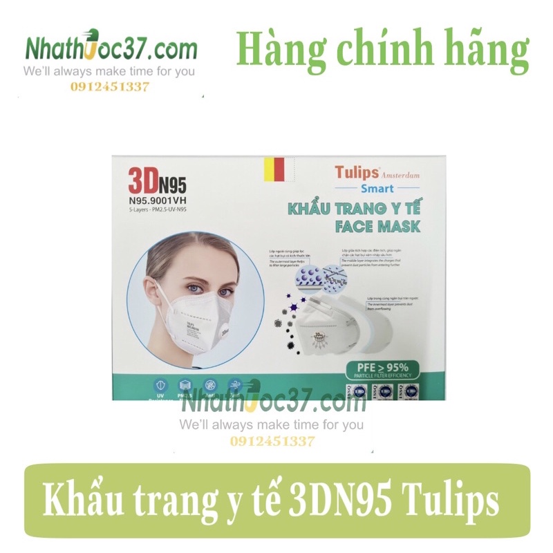 Khẩu trang 3DN95 Tulips có van H/20 chiếc