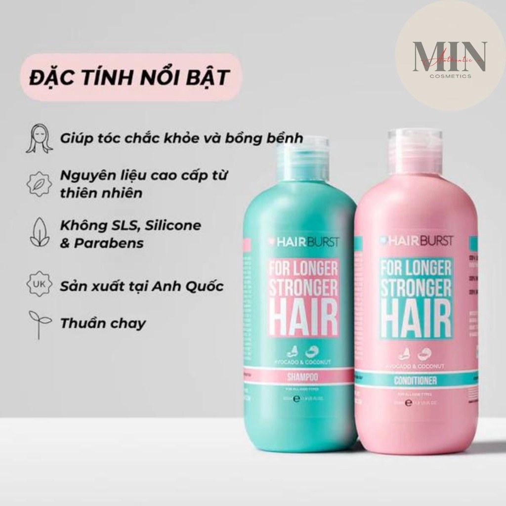 Bộ Dầu Gội Xả Kích Thích Tóc Mọc Dài &  Chắc Khỏe Hairburst For Longer Stronger Hair 350ml/chai