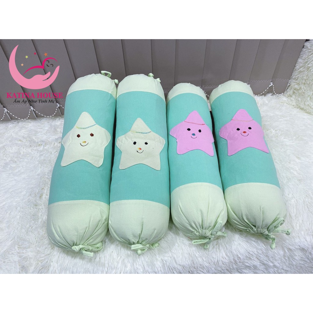 Cặp gối ôm cho bé 50cm, gối êm ái mềm mát ,vải cotton cara đắp hoạ tiết hình sao nhiều màu, phù hợp cho bé dưới 1 tuổi