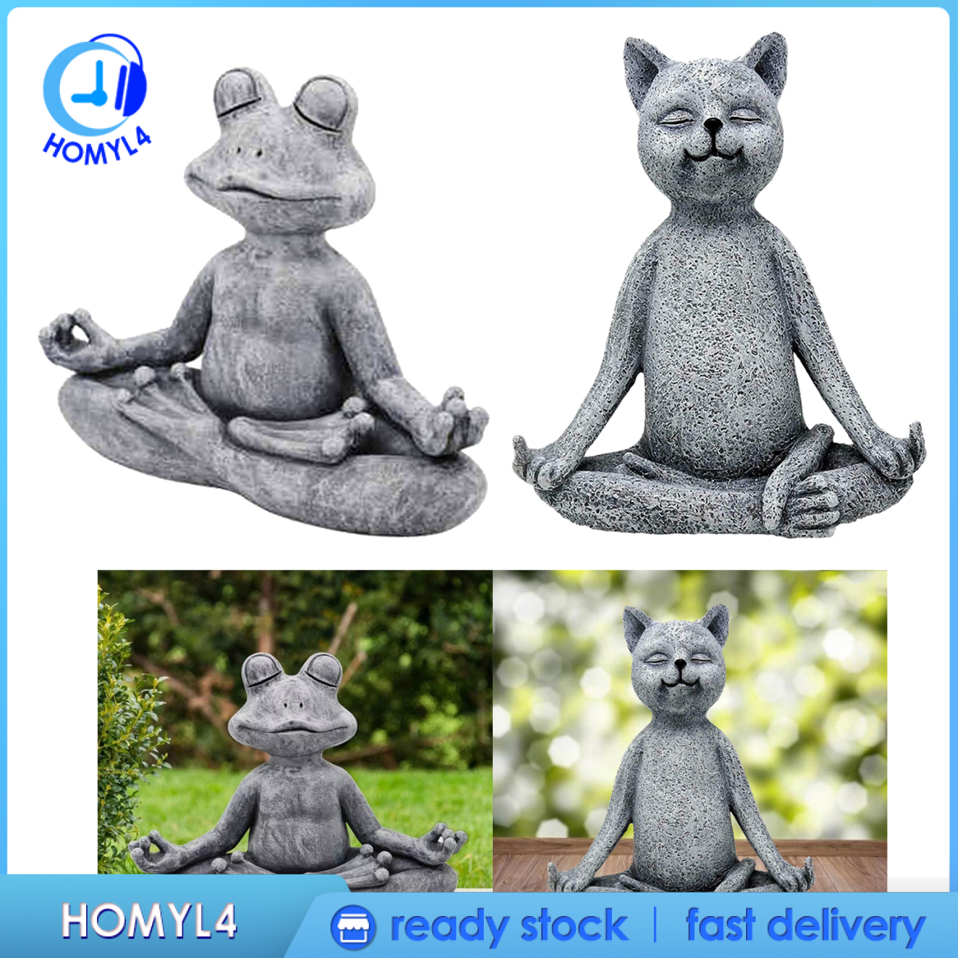 [CAMILA]Yoga Meditating Garden Statue Animal Figurine Yoga Pose Sculpture Good Luck Ornament Yoga Studio Home Decor Modern Yard Crafts Meditation House