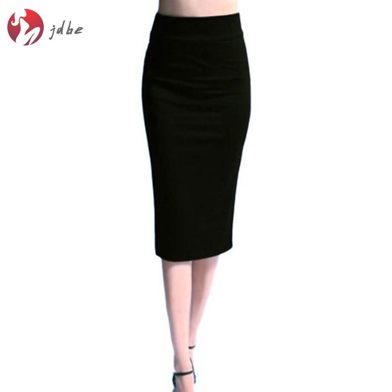 [Mã FASHIONT4WA2 giảm 10K đơn 50K] Váy bút chì co giãn eo cao 1 màu dáng xẻ bằng cotton cho nữ | BigBuy360 - bigbuy360.vn