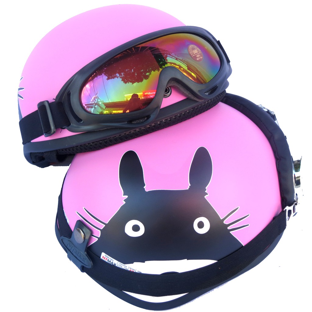 Mũ bảo hiểm 1/2 nón bảo hiểm nữa đầu NTMAX mèo totoro nhiều màu + kính phi công hoặc kính uv400 +Tặng lưỡi trai