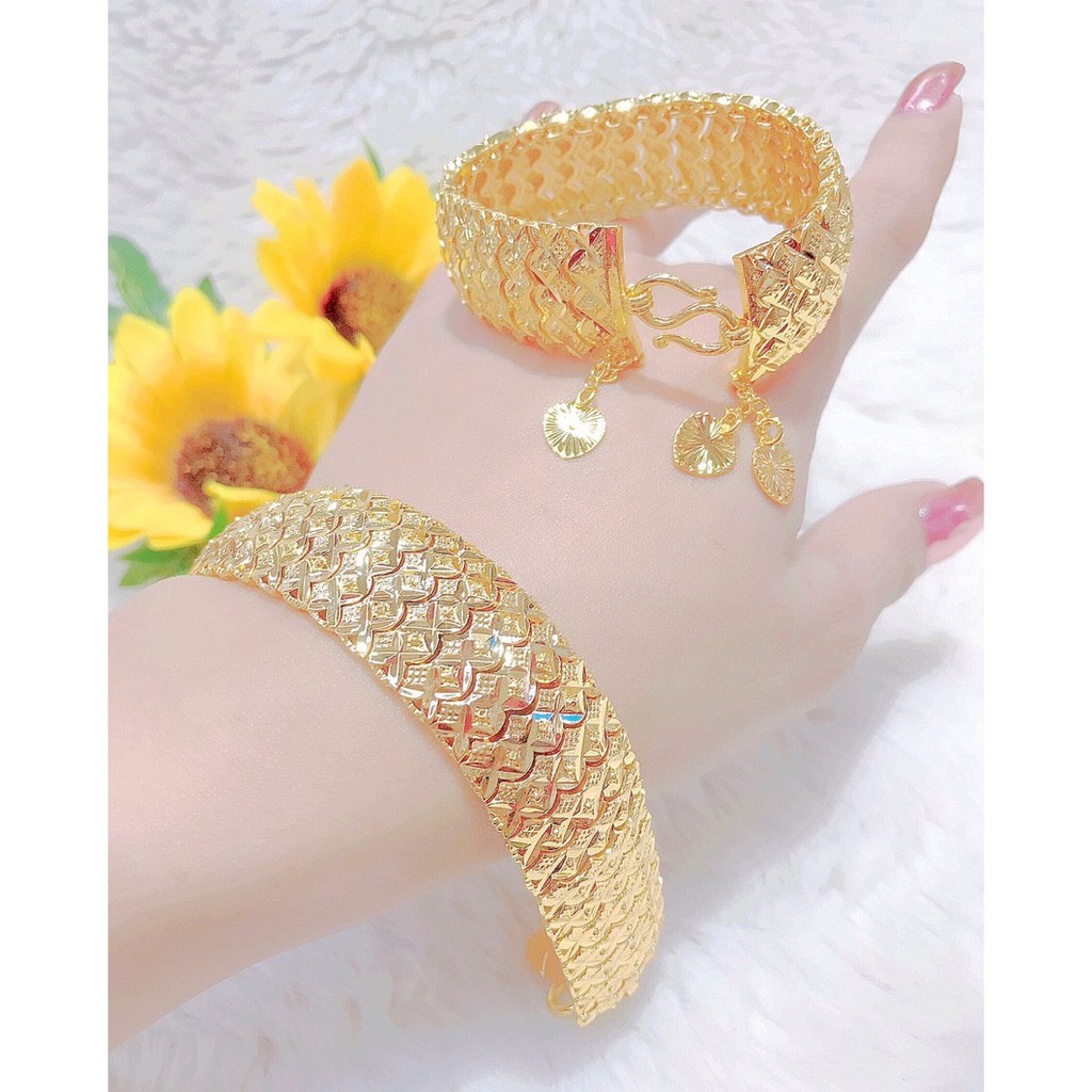 Lắc Tay Nữ Da Cá Mạ Vàng 18 K Mẫu 02 - Bao Đẹp - Mẫu Mã Model - Mang đi chơi, đi tiệc rất đẹp - Bền Màu , Không Dị Ứng