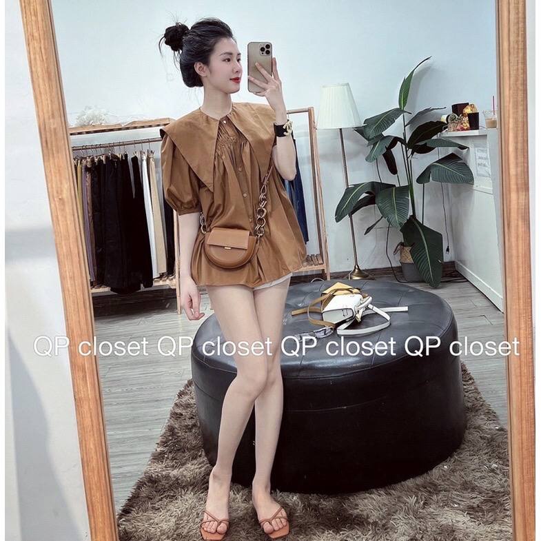 Áo sơ mi kiểu tay bồng cổ bèo vạt nhọn chất thô lụa hàng thiết kế phối với quần,chân váy đều xinh ạ | BigBuy360 - bigbuy360.vn