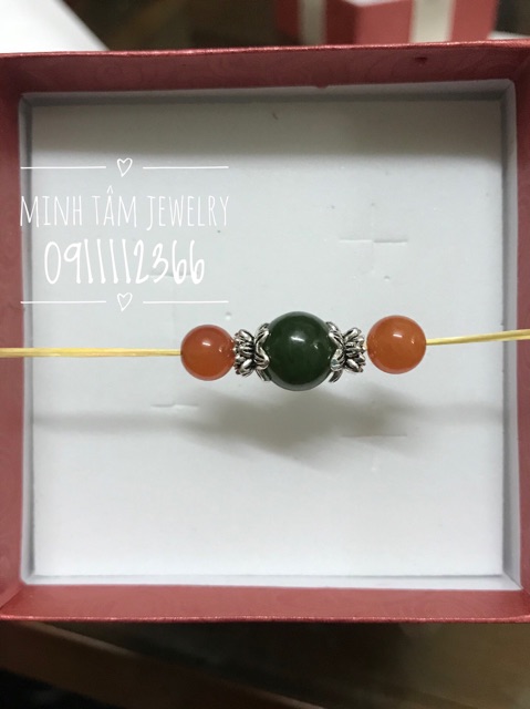 Charm mũ chụp hạt đá hai bên bạc Thái S925