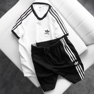 Bộ thể thao nam vải cotton cao cấp cực mát, quần áo thể thao adidas nam co giãn 4 chiều 2 màu