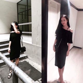 Đầm suông lệch vai