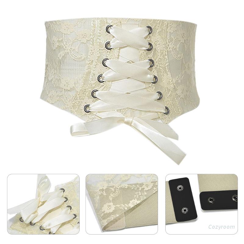 Áo Corset ren lỗ hoa văn trơn có ruy băng buộc dây gợi cảm