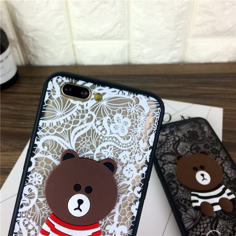 Ốp điện thoại hình gấu brown có dây đeo cho iphone 5/5s/6/6s/6plus/6splus/7/7plus/8/8plus/X