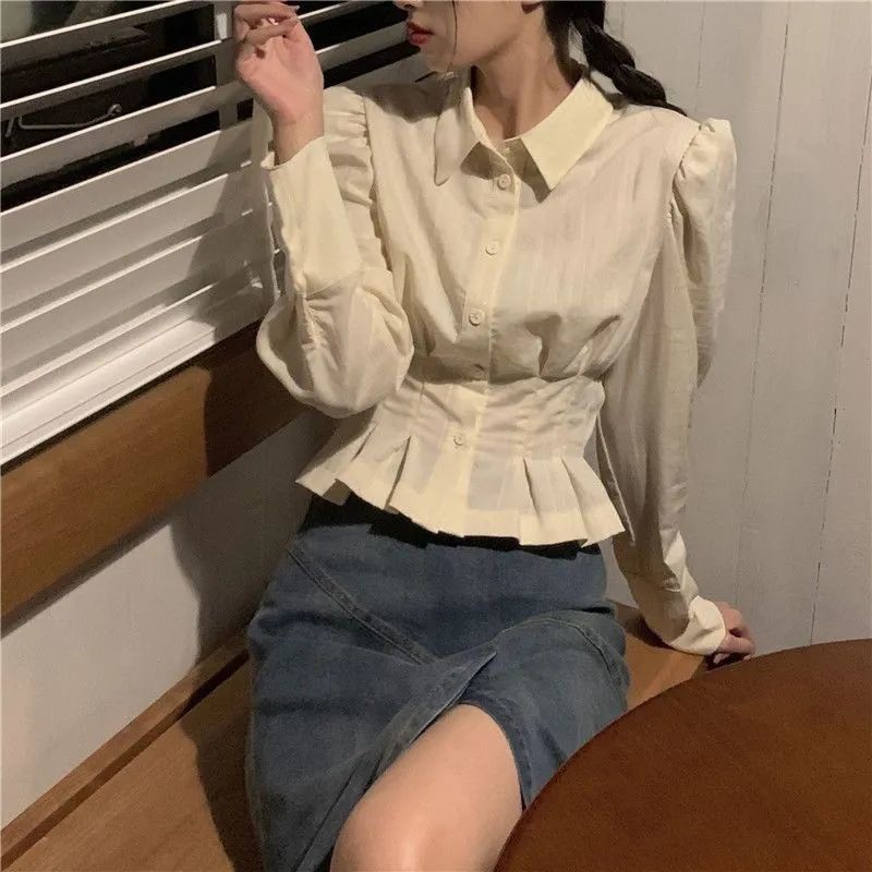 Áo Sơ Mi Thiết Kế Thắt Eo Phong Cách Retro Pháp Sang Trọng Dành Cho Nữ Xs-Xl