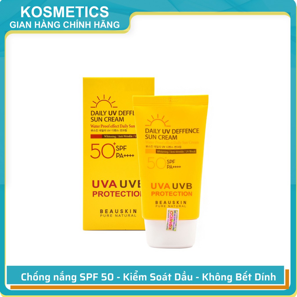 Kem chống nắng kiểm soát dầu chống thấm nước BEAUSKIN Daily UV Deffence Sun Cream 50ml